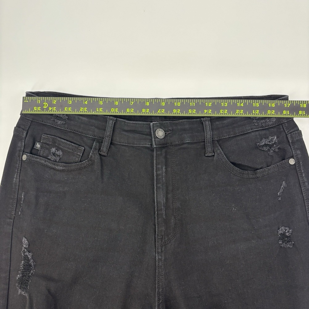 Judy Blue Jeans Womens 15/32 Black Boyfriend Fit Ripped Distressed High Rise - Picture 11 of 13